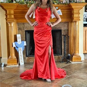 Elegant Coral Evening Gown